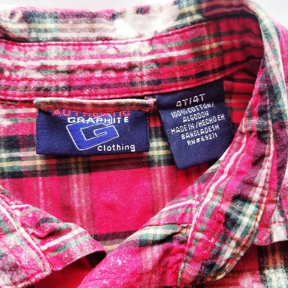 💥5/$25 Boy's Custom Bleach Distressed Plaid Shirt - Picture 4 of 6